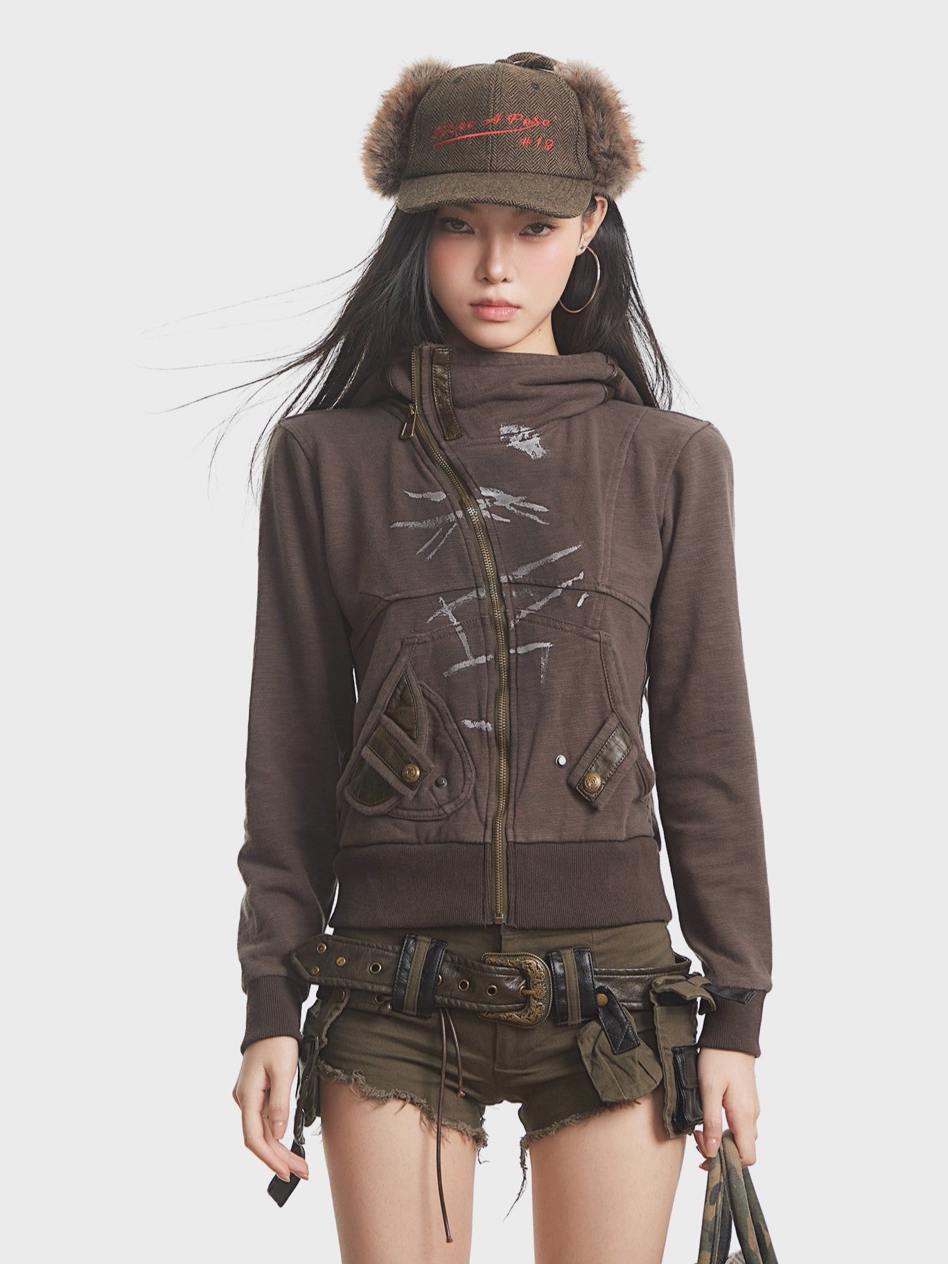 ’Urban Chill' Autumn/Winter Urban Streetwear Vintage-Inspired Hooded Zip-Up Jacket (Copy) AlielNosirrah