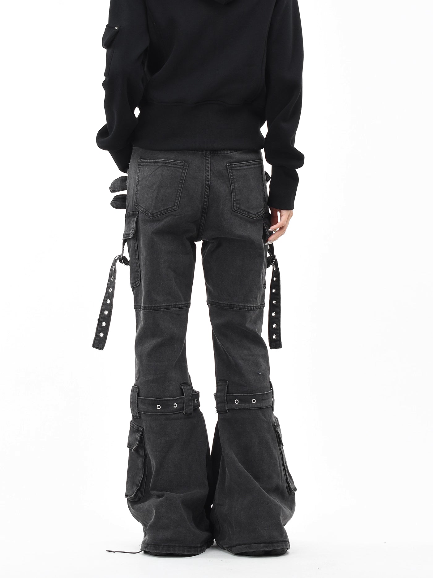 'VibeShift' Multi-Pocket Loose-Fit Flared Denim Cargo Pants AlielNosirrah