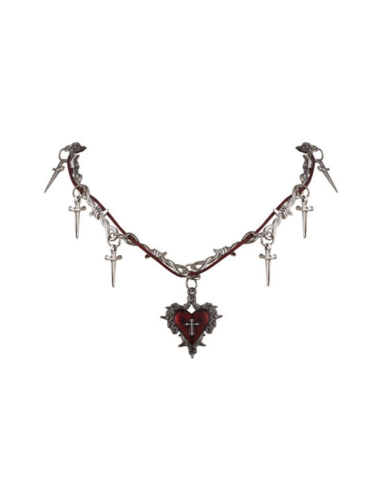 'Thorn Heart' Necklace Gothic Punk Red Choker AlielNosirrah
