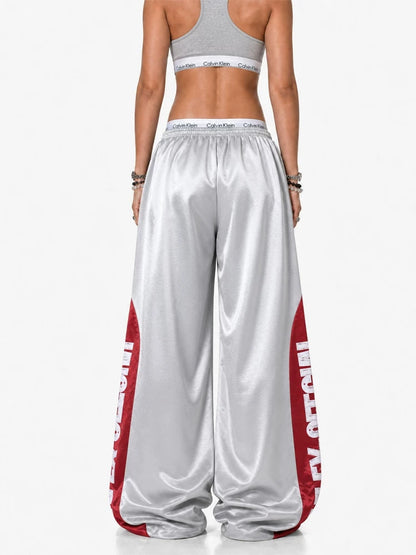 'Blockline' Contrast Panel Letter Graphic Baggy Pants