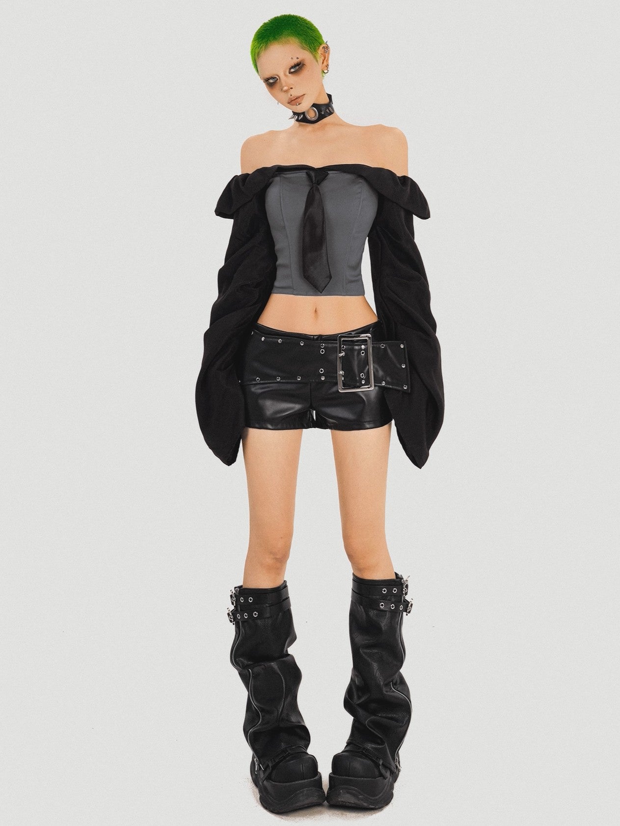 ’Schoolgirl' Off-Shoulder College Style Long Sleeve Shirt AlielNosirrah