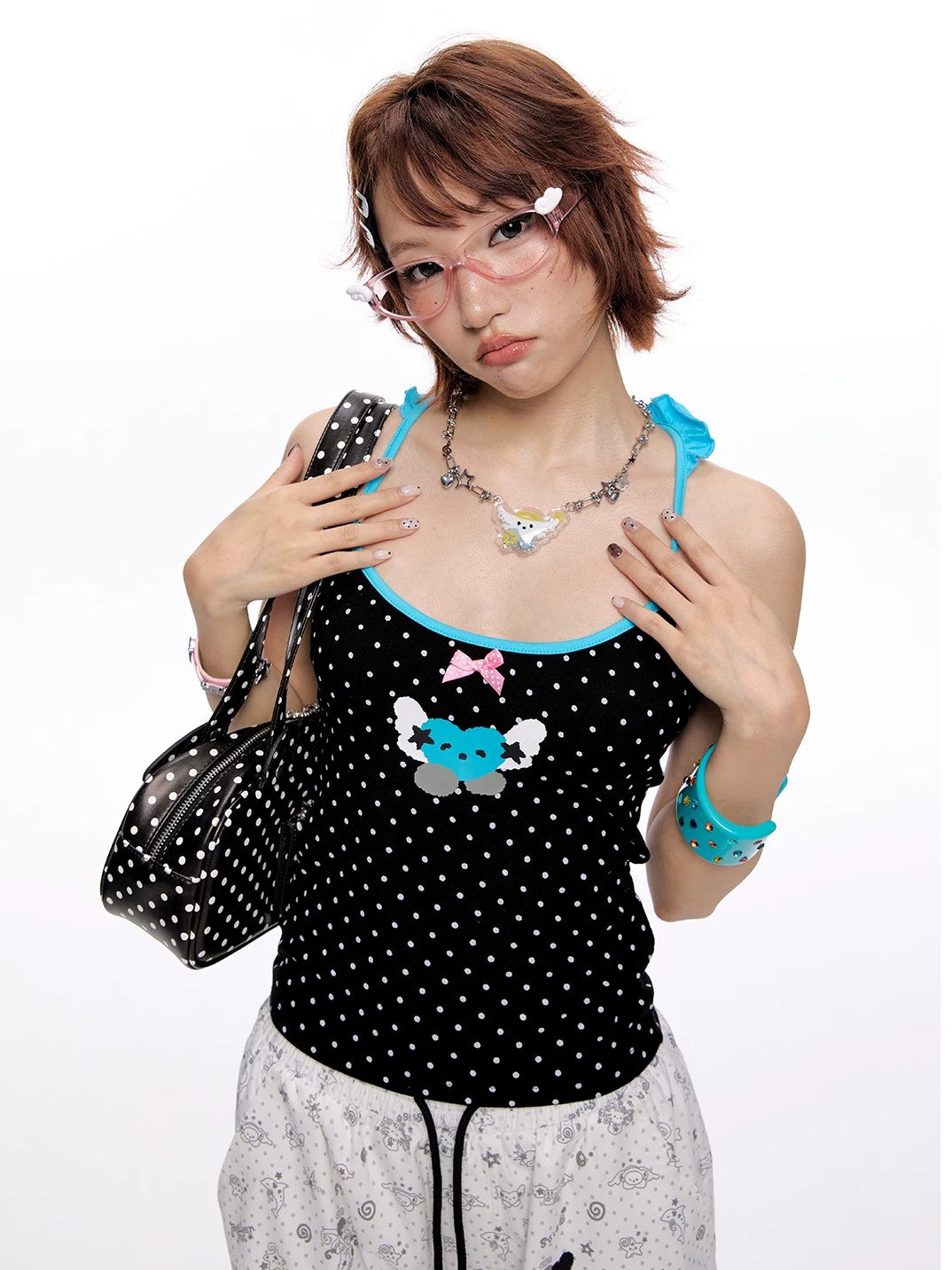 'Starry Pop' Summer Cute Polka Dot Tie-Up Halter Cami (Copy) AlielNosirrah