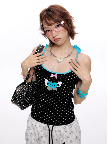 'Starry Pop' Summer Cute Polka Dot Tie-Up Halter Cami (Copy) AlielNosirrah