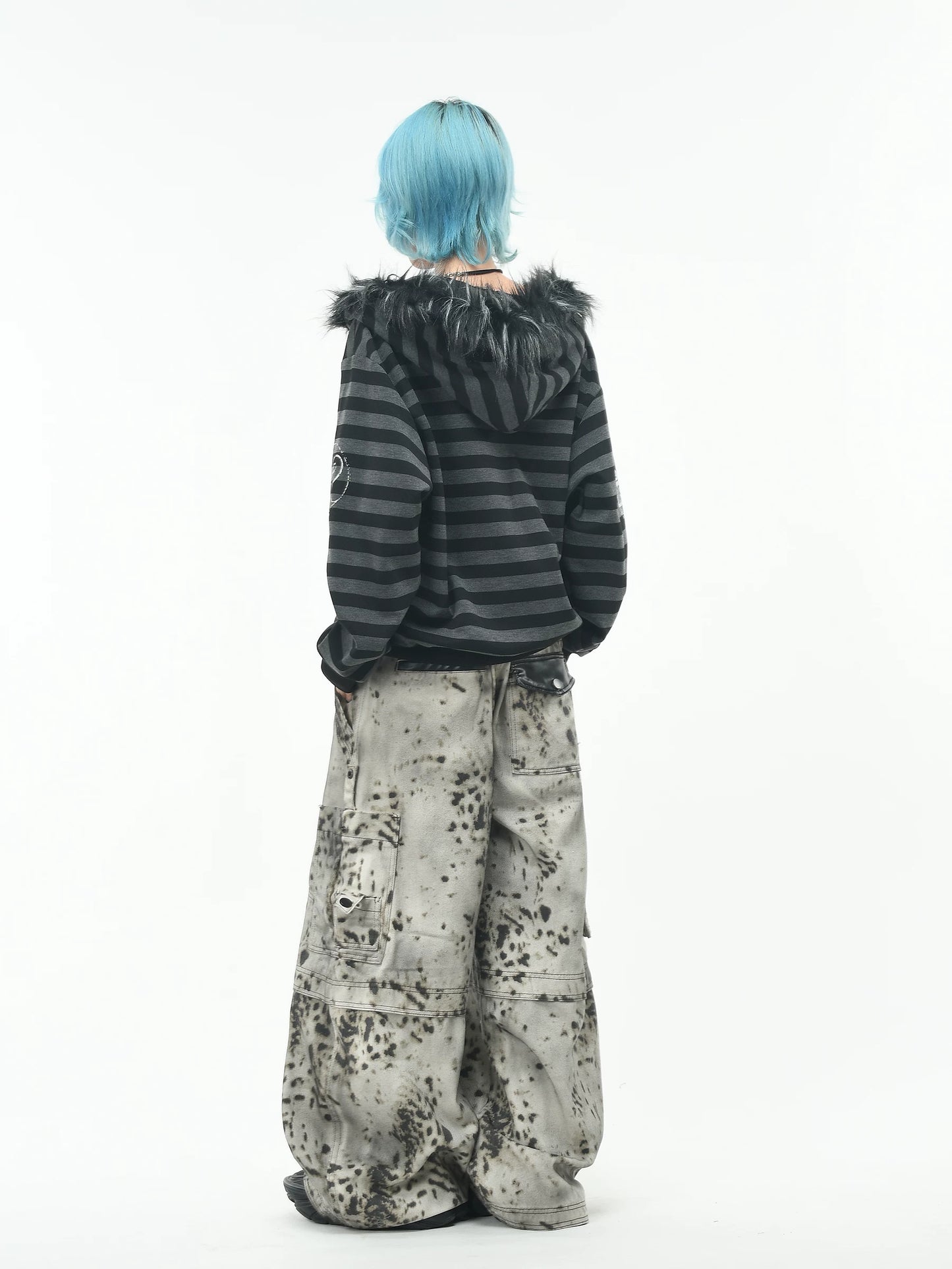 'RiotVibe' Rebellious Streetwear Striped Hoodie