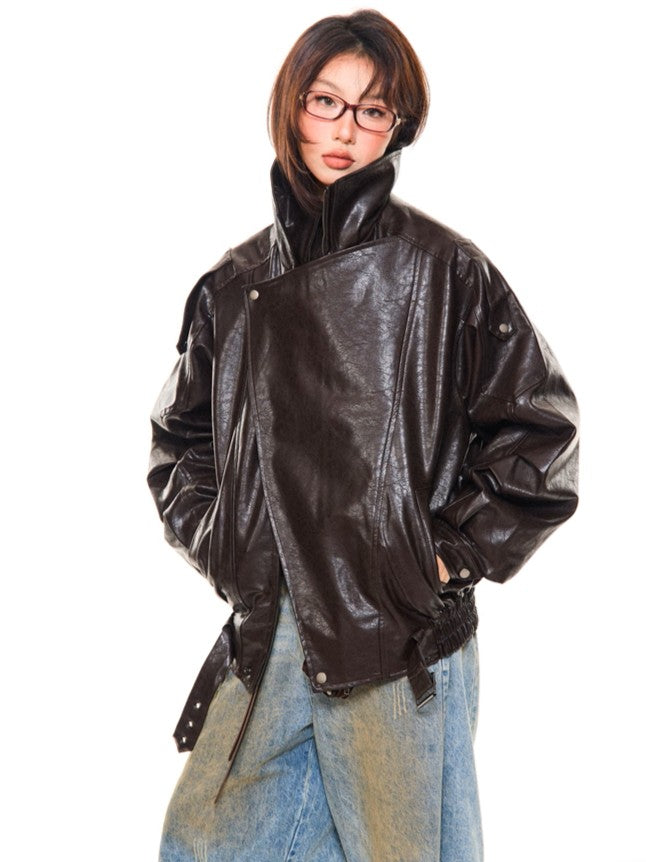 'Night Rider' Vintage-Style PU Leather Moto Leather Jacket AlielNosirrah