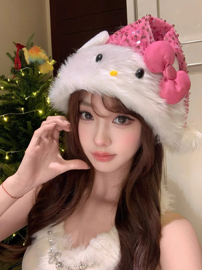 'Merry Sparkle‘ Kawaii Cute Kitty Bow Glitter Christmas Hat AlielNosirrah