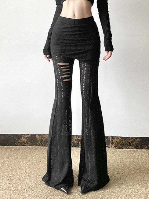 'Fierce Night' Sexy Distressed Knit Flared Pants AlielNosirrah