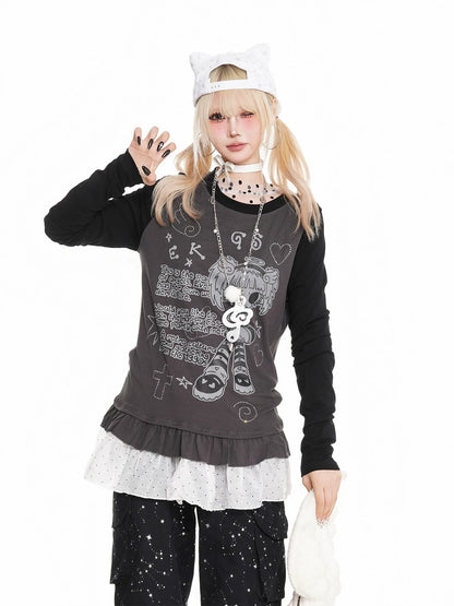 'Toon Girl' Y2k Anime Girl Print Long Sleeve T-Shirt (Copy) AlielNosirrah