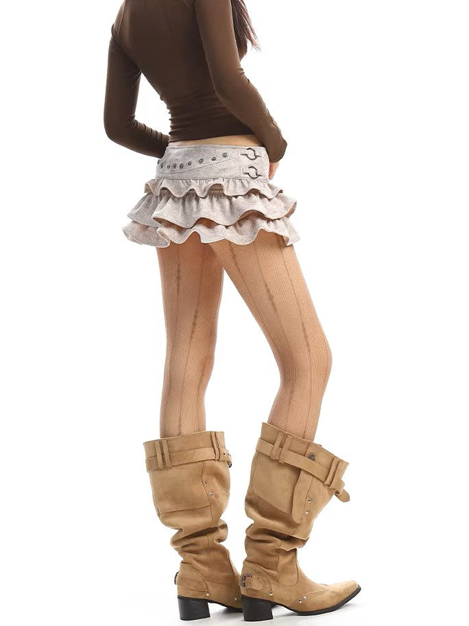 'Eclipse' PU Leather Pleated A-Line Skirt AlielNosirrah