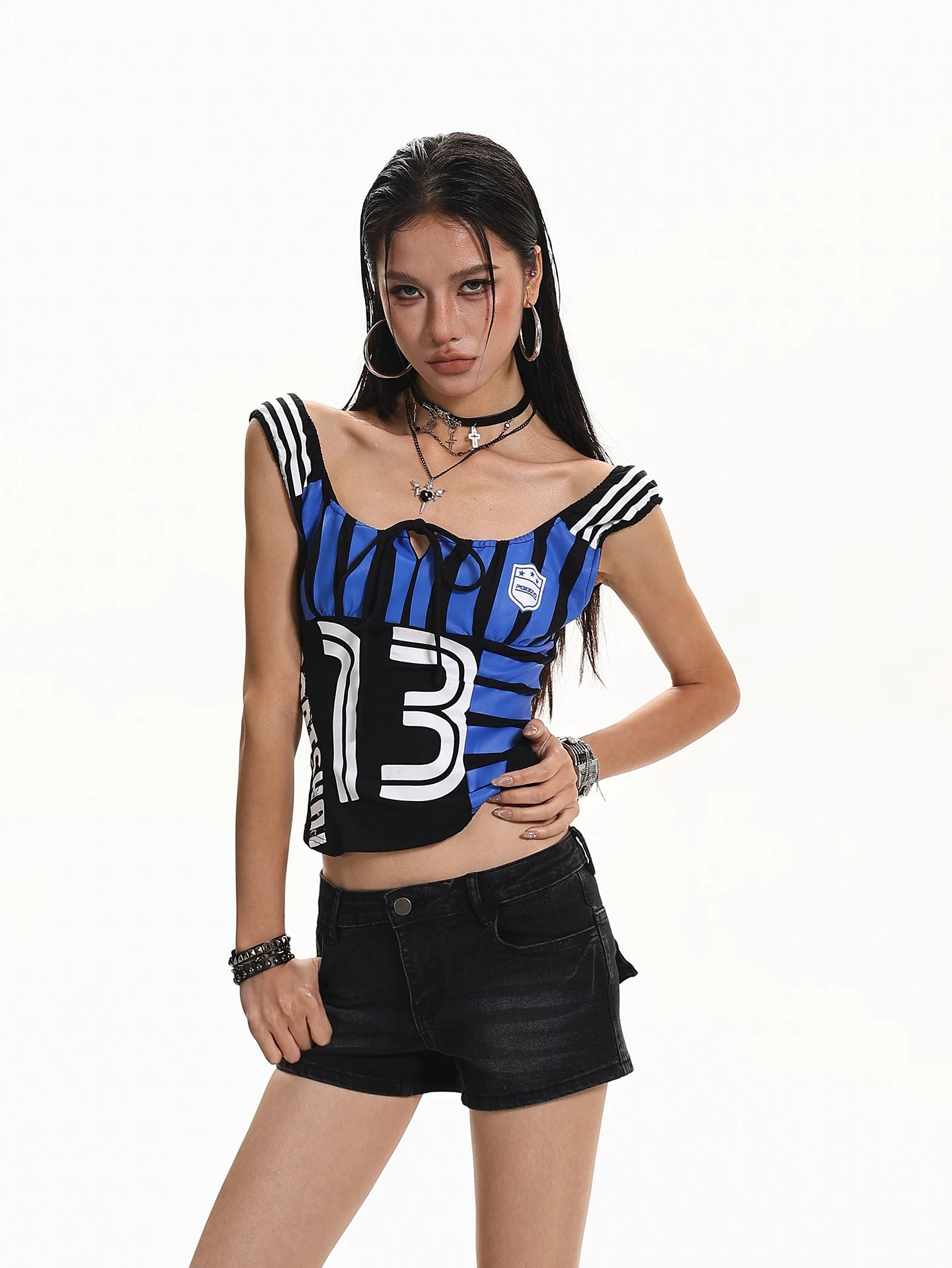 'Disco Star' Star Patchwork Knitted Striped Tube Top (Copy) AlielNosirrah