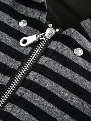 'Retro Rush’ Vintage Striped Zip-Up Hoodie Cardigan AlielNosirrah