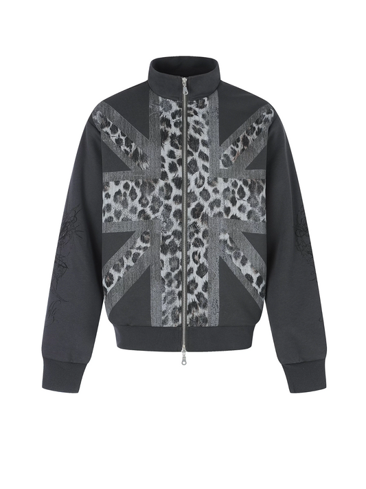 'Wild Flag' Street Style Union Jack Leopard Print Jacket