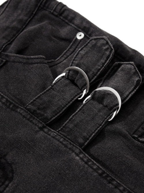 'VibeShift' Multi-Pocket Loose-Fit Flared Denim Cargo Pants AlielNosirrah