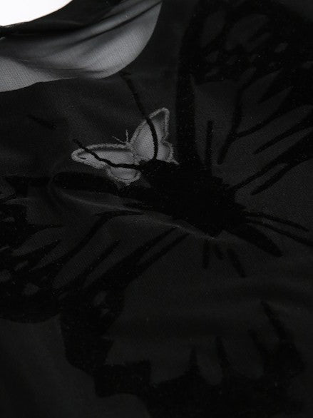 'Summer Butterfly' Backless Butterfly Shoulder Slim Crop T-Shirt AlielNosirrah