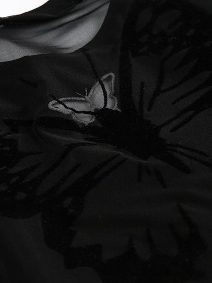 'Summer Butterfly' Backless Butterfly Shoulder Slim Crop T-Shirt AlielNosirrah