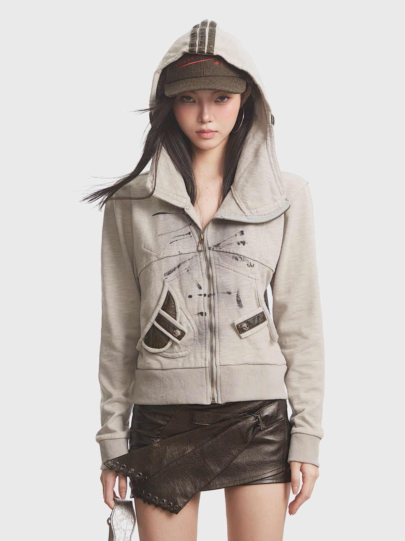 ’Urban Chill' Autumn/Winter Urban Streetwear Vintage-Inspired Hooded Zip-Up Jacket (Copy) AlielNosirrah