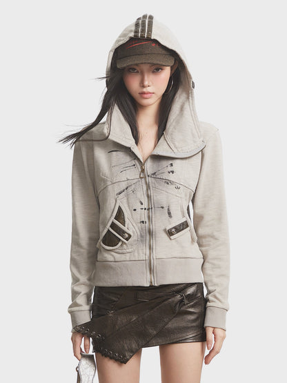 ’Urban Chill' Autumn/Winter Urban Streetwear Vintage-Inspired Hooded Zip-Up Jacket (Copy) AlielNosirrah