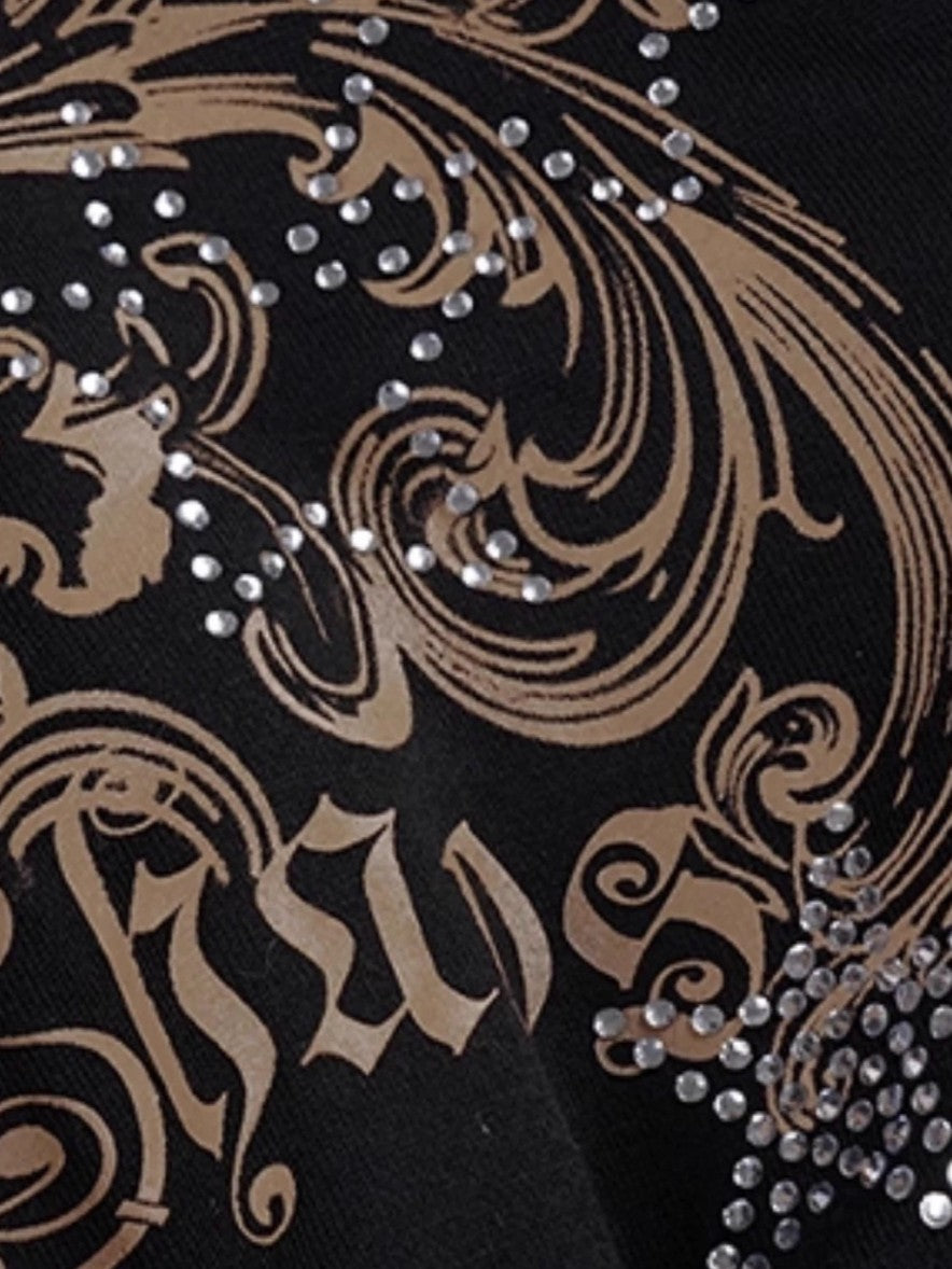 ’Blackout Statement' Black Vintage Rhinestone Hoodie Jacket (Copy) AlielNosirrah