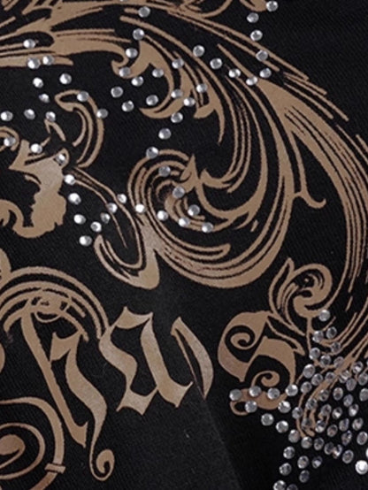 ’Blackout Statement' Black Vintage Rhinestone Hoodie Jacket (Copy) AlielNosirrah