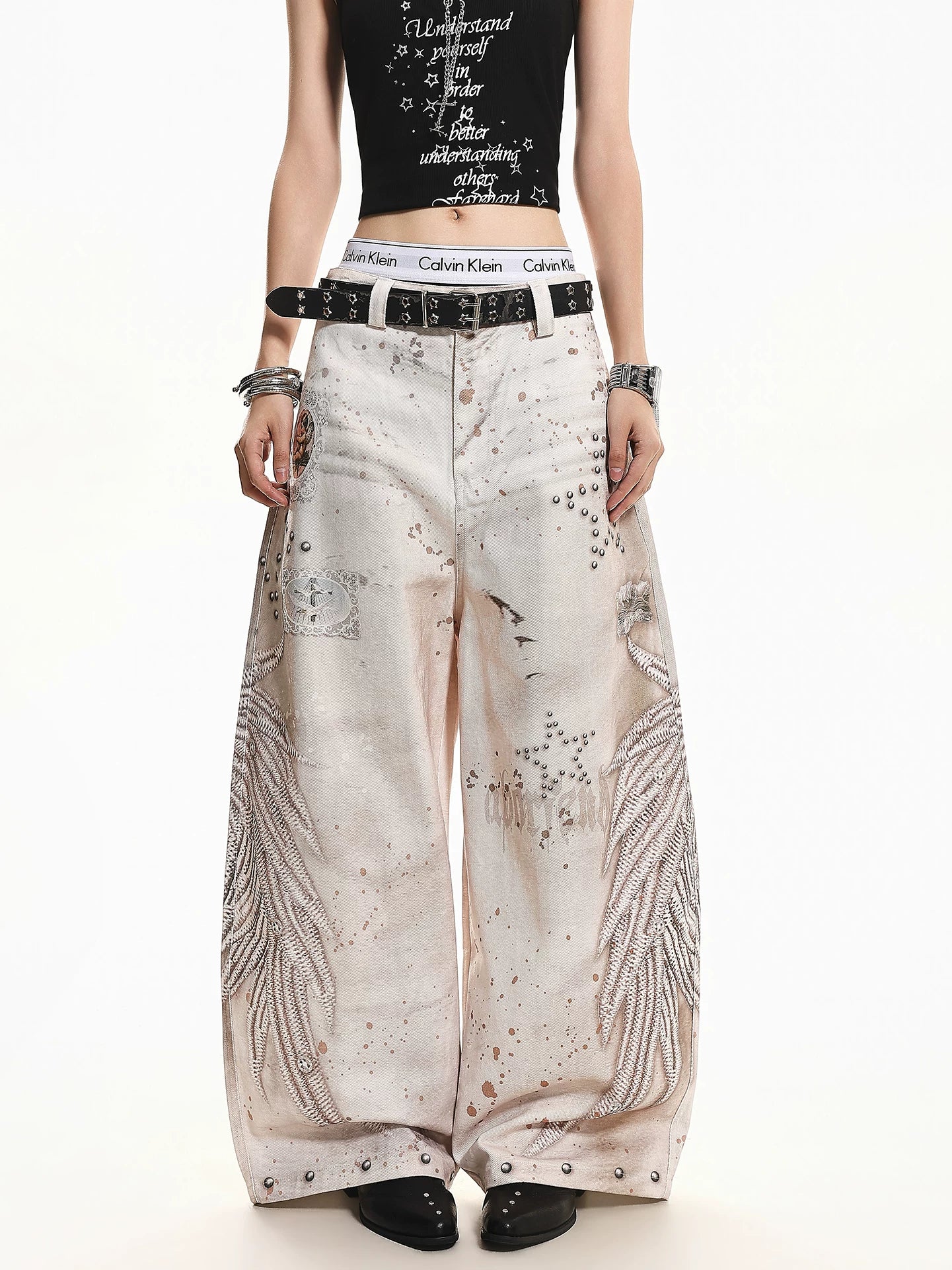 'Afterglow' Vintage Washed Distressed Star Graphic Sweatpants