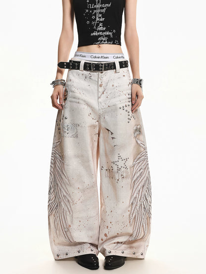 'Afterglow' Vintage Washed Distressed Star Graphic Sweatpants