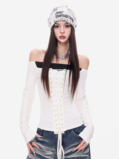 ’Urban Temptress' Color-Block Off-Shoulder Tie Top (Copy) AlielNosirrah