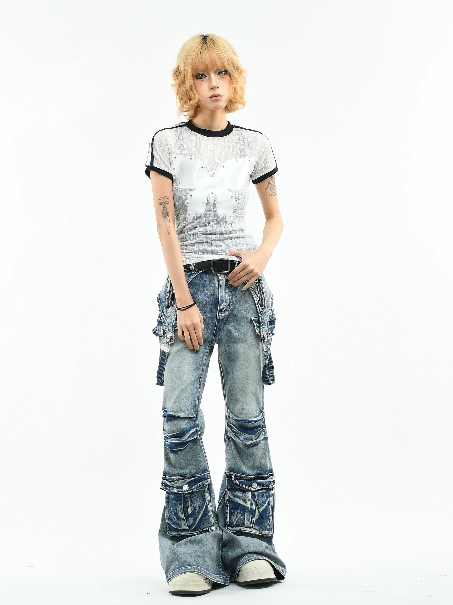 'WingCut' Cutout Butterfly Embroidered Short Sleeve T-Shirt