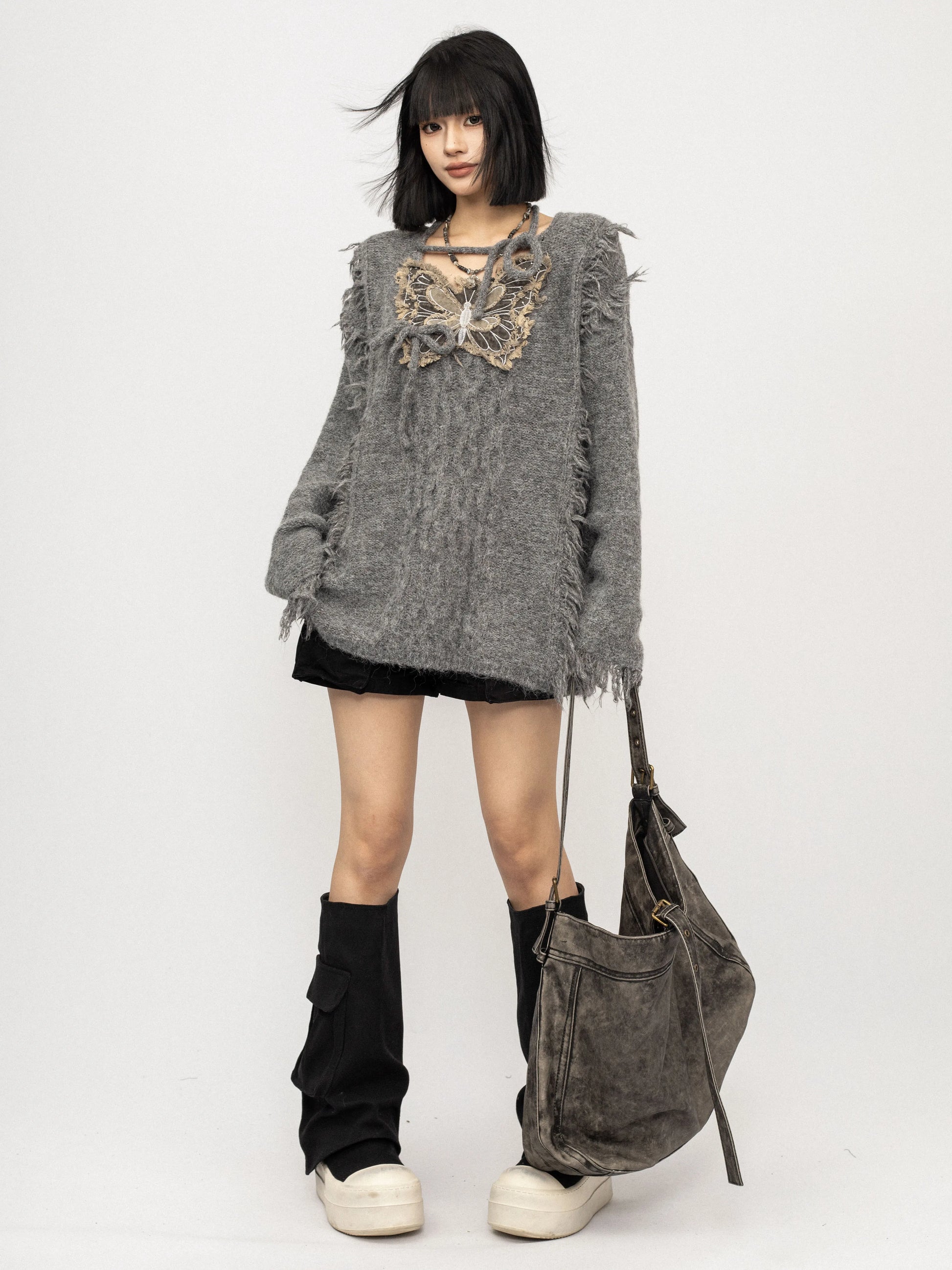 'Flutter Dreams' Retro Tassel-Tie Butterfly Sweater AlielNosirrah