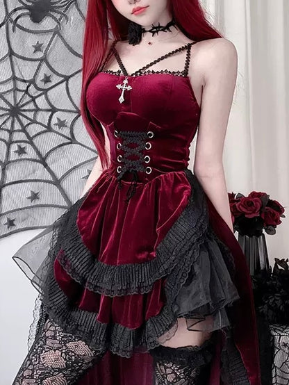 'Velvet Vampiress' Witch Vampire Bride Costume Gothic Halloween Cosplay Outfit AlielNosirrah