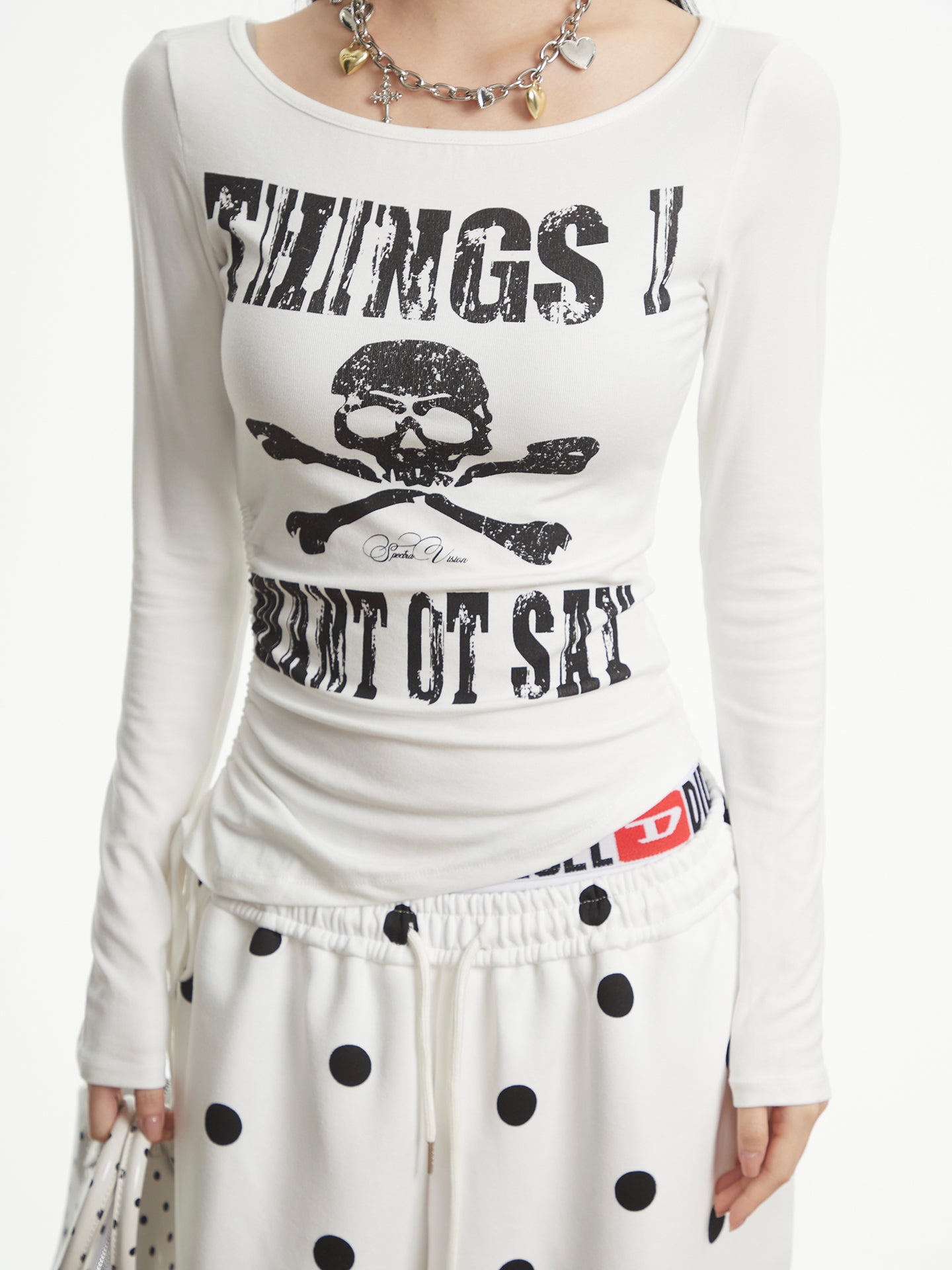 ’Y2K Babe' Vintage Retro Street Style Y2K Skull Design Slim Long Sleeve Tee (Copy) AlielNosirrah