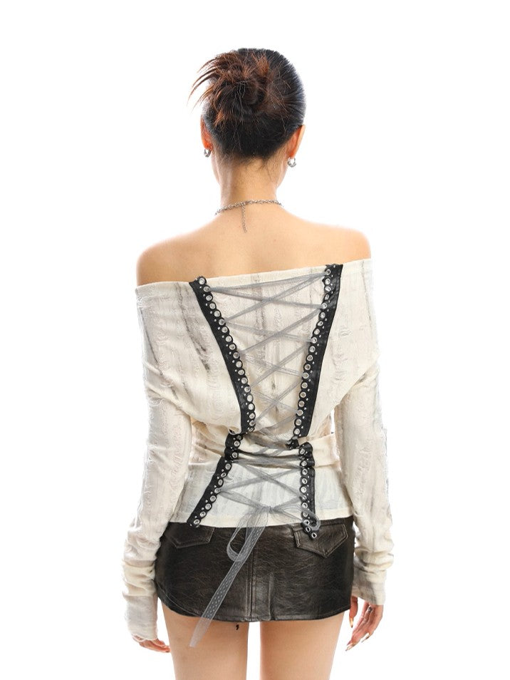 ’Urban Temptress' Color-Block Off-Shoulder Tie Top (Copy) AlielNosirrah