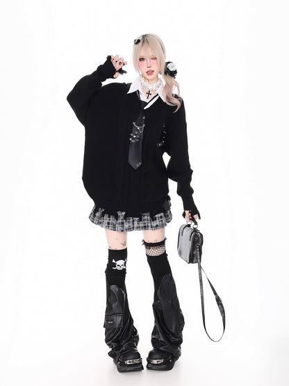 'Campus Crush' Layered-Style Polo Collar Knit Sweater AlielNosirrah