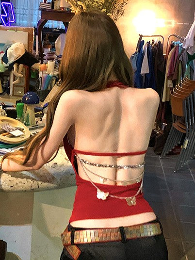 'Wild Butterfly' Aussie Butterfly Chain Halter Built-In Padding Top (Copy) AlielNosirrah