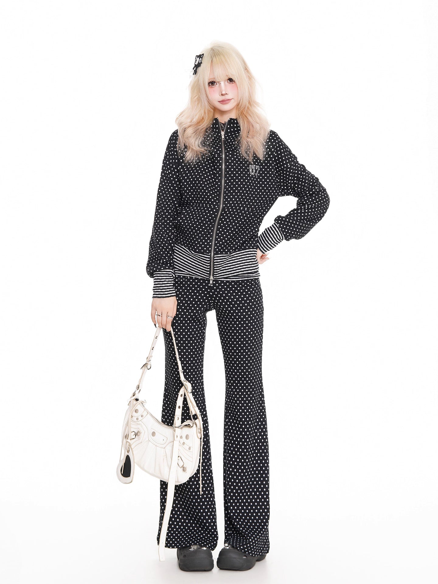 'Dotty Devil' Polka Dot Devil-Horn Hoodie & Trouser Set AlielNosirrah