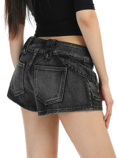 'Street Rogue' Vintage Heavy-Duty Lace-Up Denim Shorts AlielNosirrah
