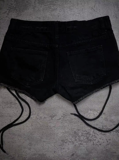 'Darkpulse' Y2K Gothic Cross Rhinestone Shorts AlielNosirrah