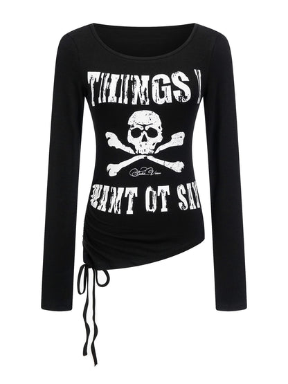 ’Y2K Babe' Vintage Retro Street Style Y2K Skull Design Slim Long Sleeve Tee (Copy) AlielNosirrah