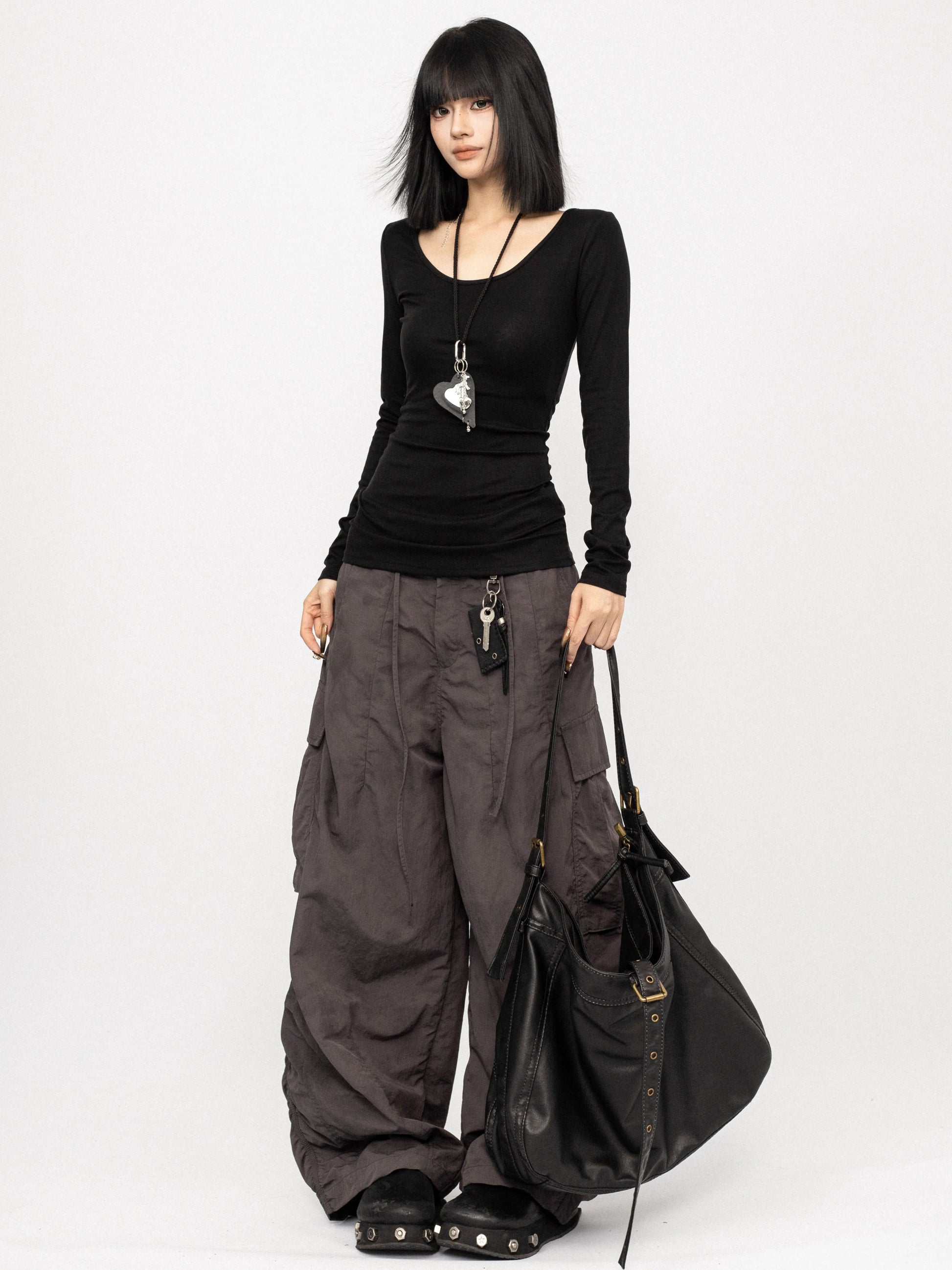 ’Lace Cross' Hot Girl Sexy Autumn Layering Tee Cross Back Lace Slim-Fit Long Sleeve Top AlielNosirrah