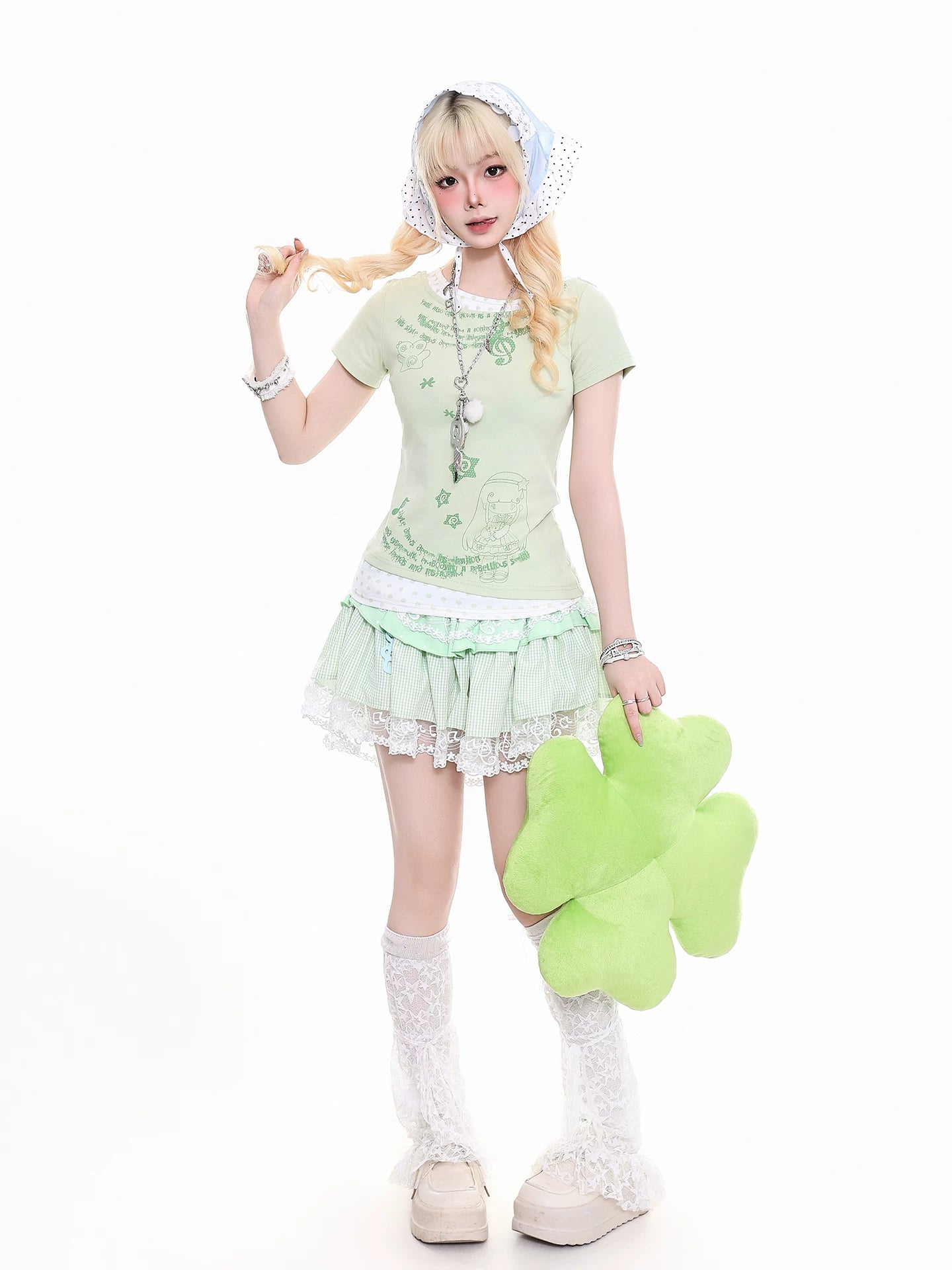 'Melody Keys' Y2K Plaid Lace Patchwork Puff Cake Skirt (Copy) AlielNosirrah