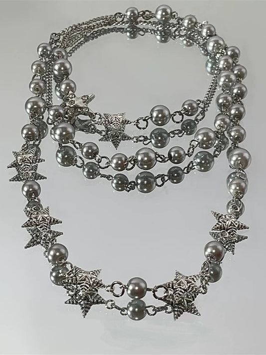 'Celestial Pearl' Star Pearl Layered Chain Necklace AlielNosirrah