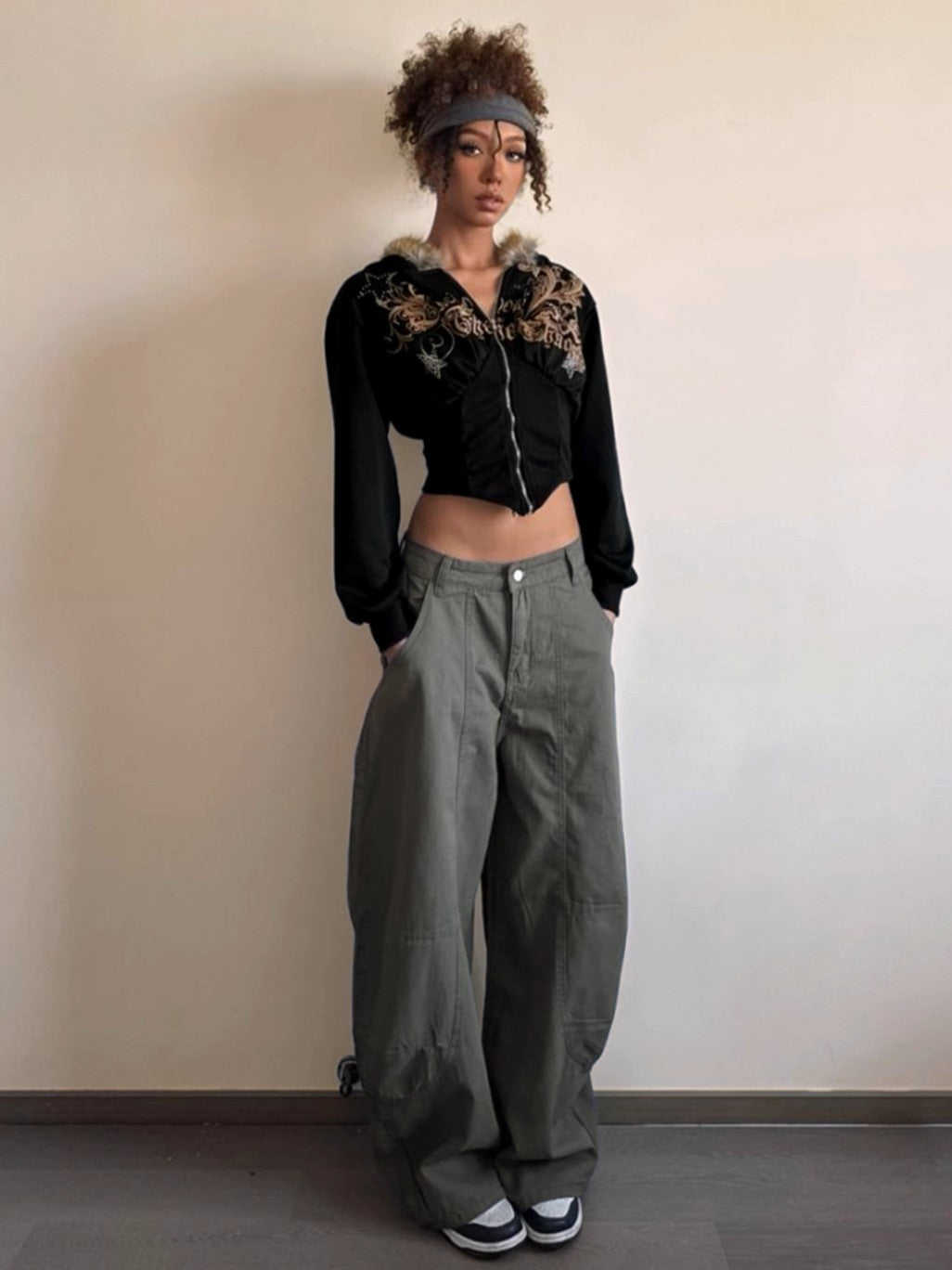 ’Blackout Statement' Black Vintage Rhinestone Hoodie Jacket (Copy) AlielNosirrah