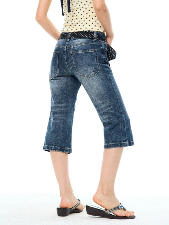'Blue Breeze' Vintage Washed Cropped Denim Jeans AlielNosirrah