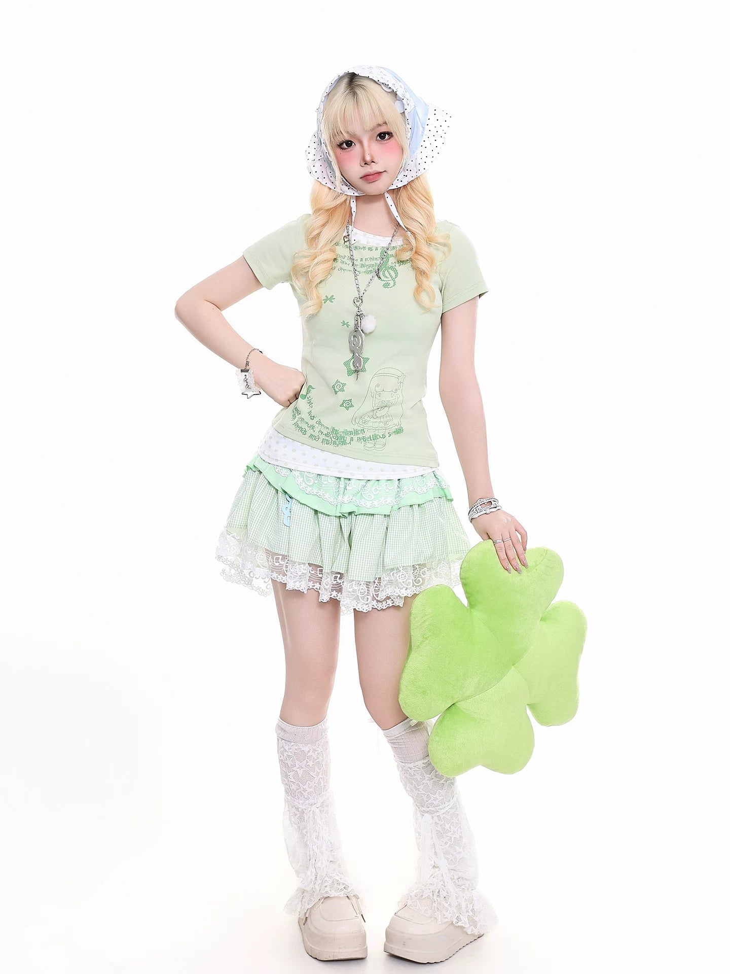 'Melody Keys' Y2K Plaid Lace Patchwork Puff Cake Skirt (Copy) AlielNosirrah