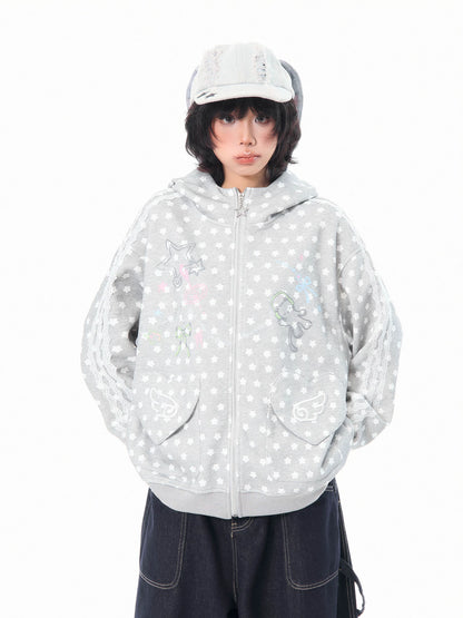 'Kitty Star' Allover Cat Star Pattern Hoodie AlielNosirrah