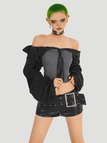 ’Schoolgirl' Off-Shoulder College Style Long Sleeve Shirt AlielNosirrah