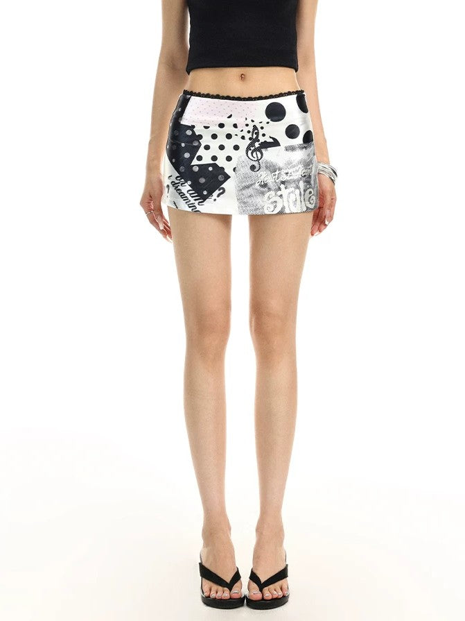'Street Scribble' Street Graffiti Print Low-Rise Skirt AlielNosirrah