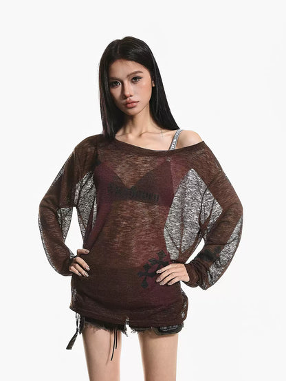 'Moon Haze' Off-Shoulder Asymmetrical Long Sleeve Cover-Up (Copy) AlielNosirrah