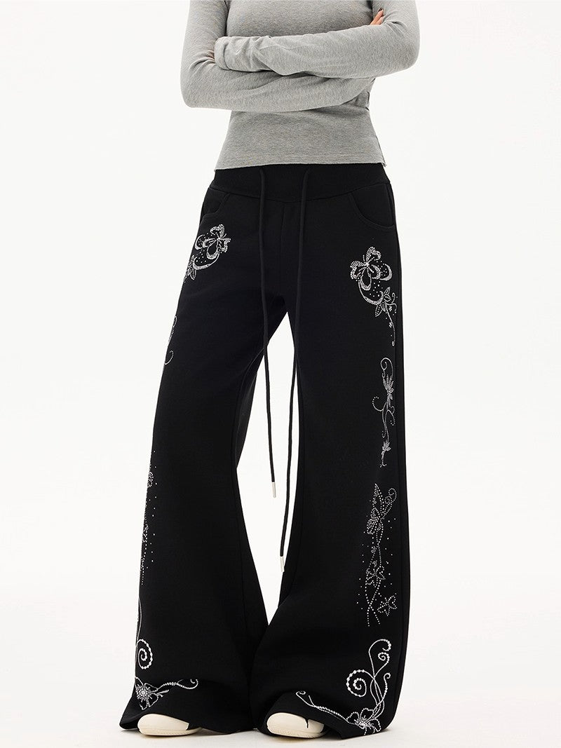 'Soft Bloom' Vintage Floral Slight-Flared Casual Pants AlielNosirrah