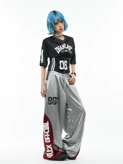 'Kickoff' Y2K V-Neck Cropped Football Jersey Top