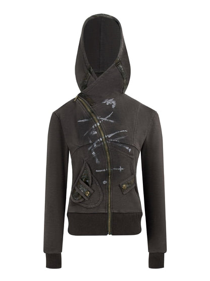 ’Urban Chill' Autumn/Winter Urban Streetwear Vintage-Inspired Hooded Zip-Up Jacket (Copy) AlielNosirrah